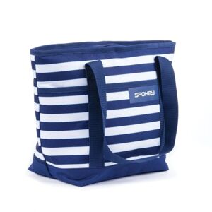 SPOKEY 5901180395861 - ACAPULCO Plážová termo taška, pruhy - námornická modrá 39 x 15 x 27 cm