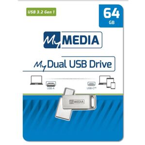 64GB USB Flash 3.2 MyDual stříbrný, USB-C/USB-A, MyMedia