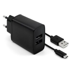 FIXED Sieťová nabíjačka microUSB 15W Smart Rapid Charge, čierna FIXC15-2UM-BK - Univerzálny USB adaptér s microUSB káblom